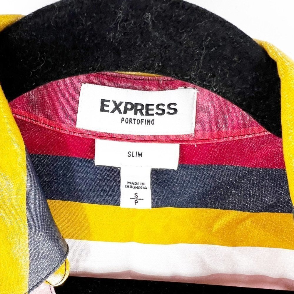 Express Red Multicolor Stripe Button Down Top Siz… - image 3